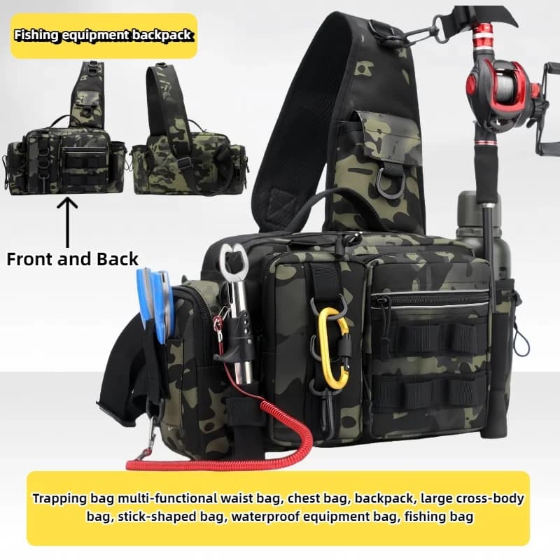 Men's Fishing Bag, Single Shoulder Bag, Tactical Bag, Waist Bag, Esche and Equipment Container, Fishing Bag