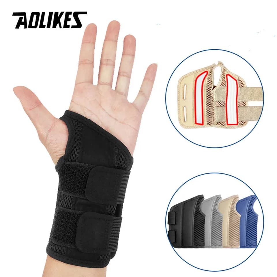 AOLIKES 1PCS Supporto per polso a compressione regolabile Supporto per polso notturno Stabilizzatore per stecca del tunnel carpale per alleviare il dolore da artrite