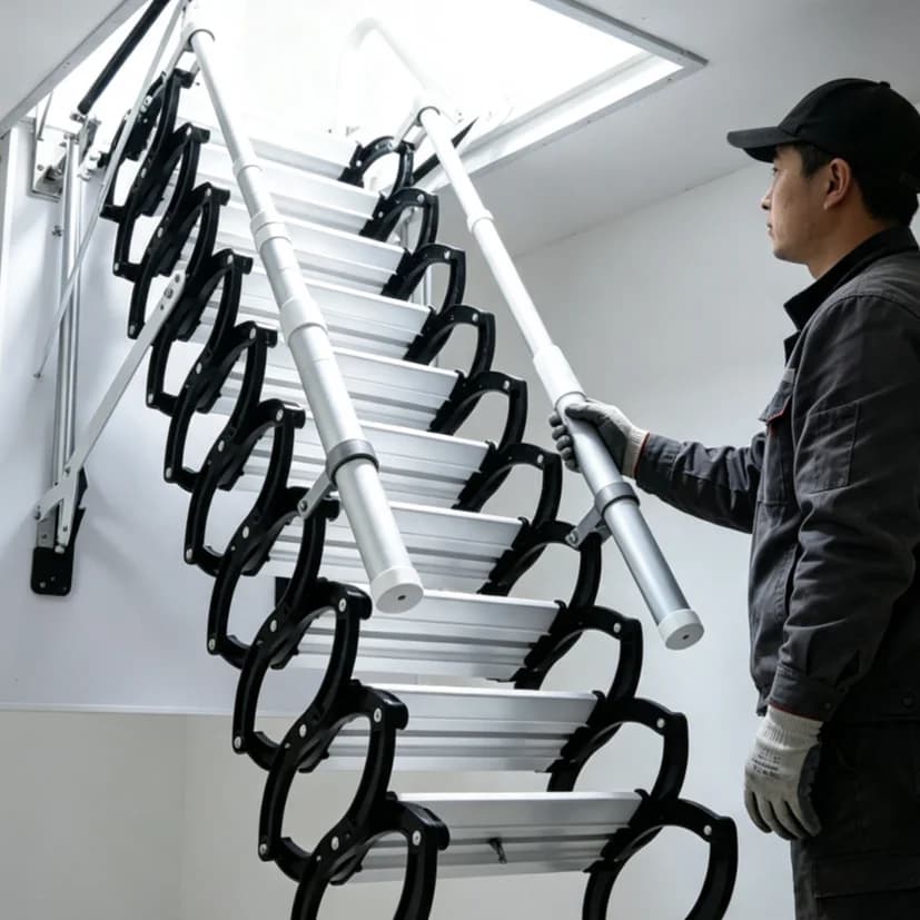 Electric Remote Control Invisible Folding Attic Telescopic Stairs for Room
