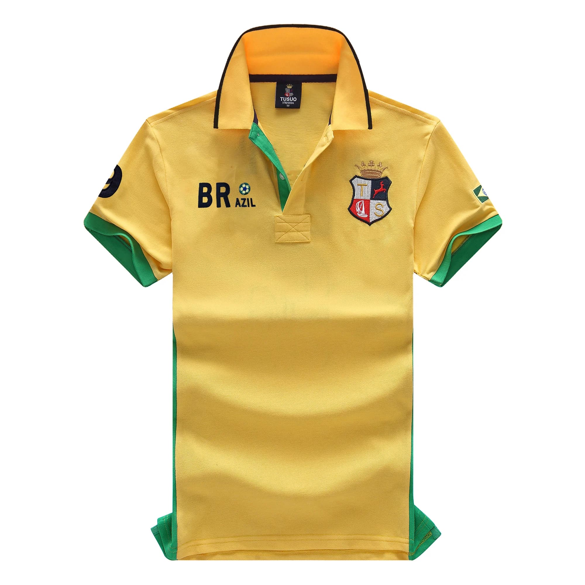 TS Brasile Polo da uomo T Shirt a maniche corte Ricamo Lettere larghe Sport Calcio Golf Appassionati Popolare T-shirt con colletto estivo