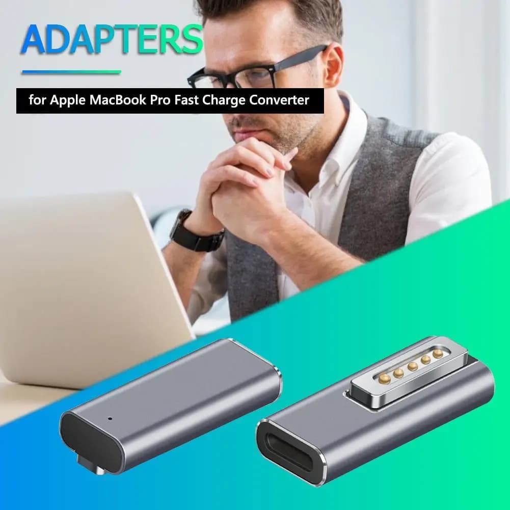 Adattatore USB PD, Adattatore USB C a Connettore Magsaf* 2, Adattatore per Ricarica Rapida PD per MacBook Air/Pro con Indicatore Luminoso