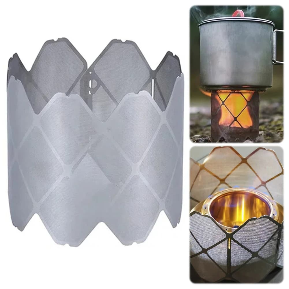 Stainless steel outdoor stove windscreen with ultralight wind protection for portable folding alcohol stove for outdoor camping