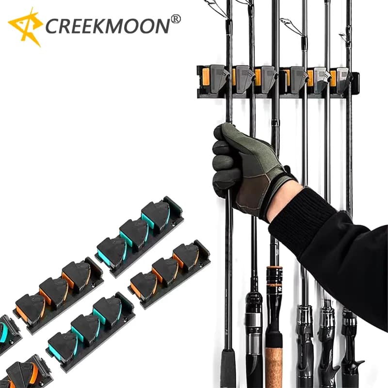 Wall fishing rod holder with 3M adhesive Rods 3/6/9 for storage display Non-perforated fishing rod clamp for fishing gear