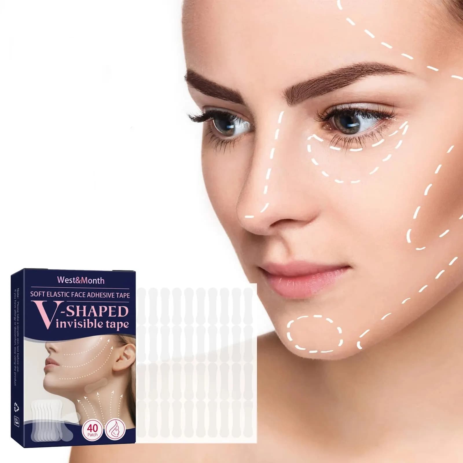 Invisible V Face Lift Tapes Tighten Facial Line Double Chin Lift V Shape Wrinkle Removal Sticker Firming Saggin Skin Care 40pcs