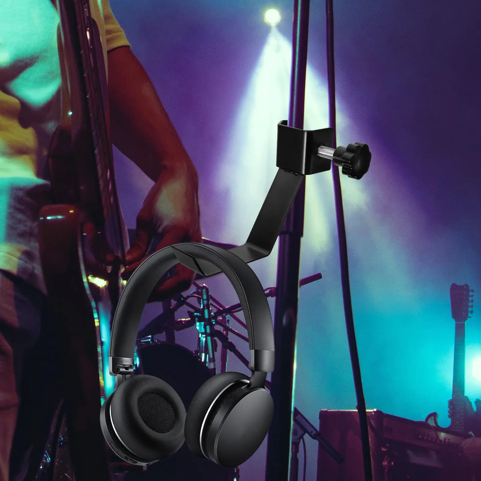 Supporto Regolabile in Metallo per Cuffie con Gancio per Cavo, Espositore per Cuffie da Gaming per Chitarristi
