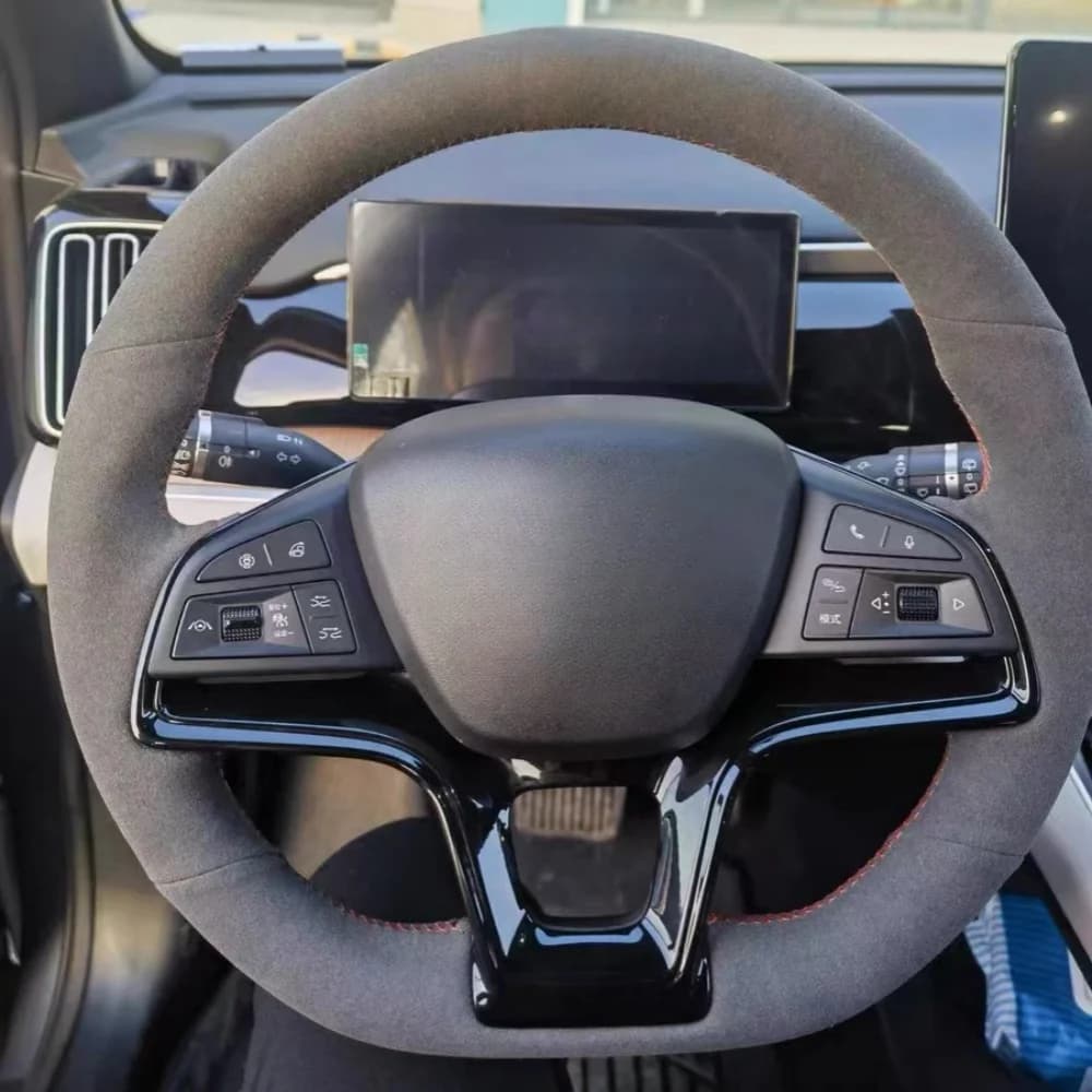Custom Non-slip Suede Leather Car Cover for BYD Song Plus Dmi Song Pro EV New Energy 2020-2023 Avant steering wheel Wrap