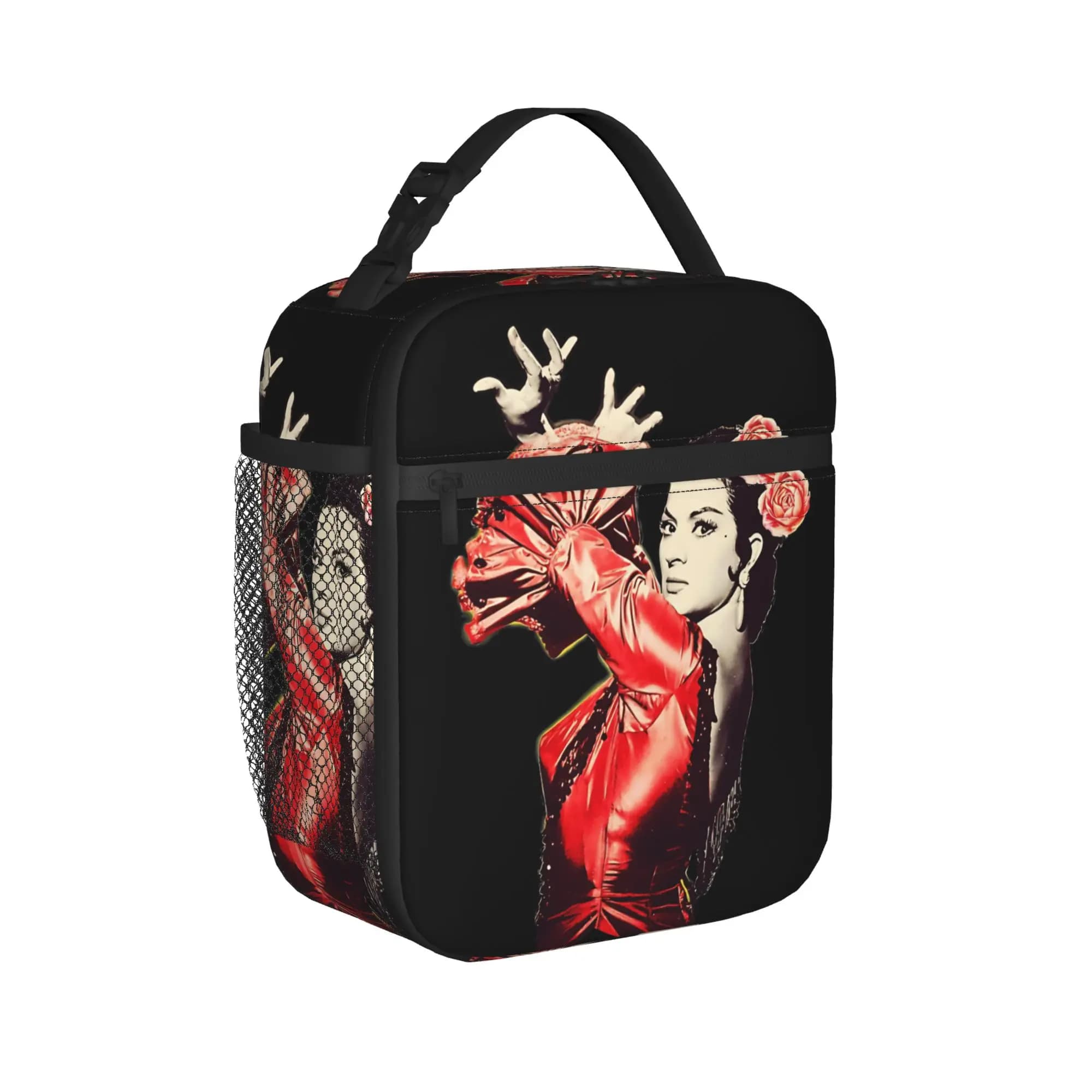 Lola Flores Red Dress Transparent Insulated Lunch Bag High Capacity Meal Container Thermal Bag Tote Lunch Box Food Storage Bag
