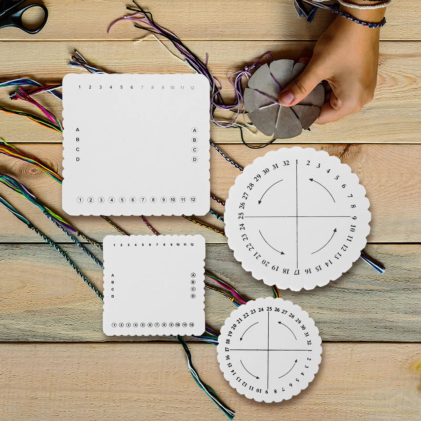 4Pcs Rope Weaving Disc Set Braiding Tool for Cord Rope DIY Bracelets Macrame Crafts Portable Lightweight Sturdy Knitting Loom