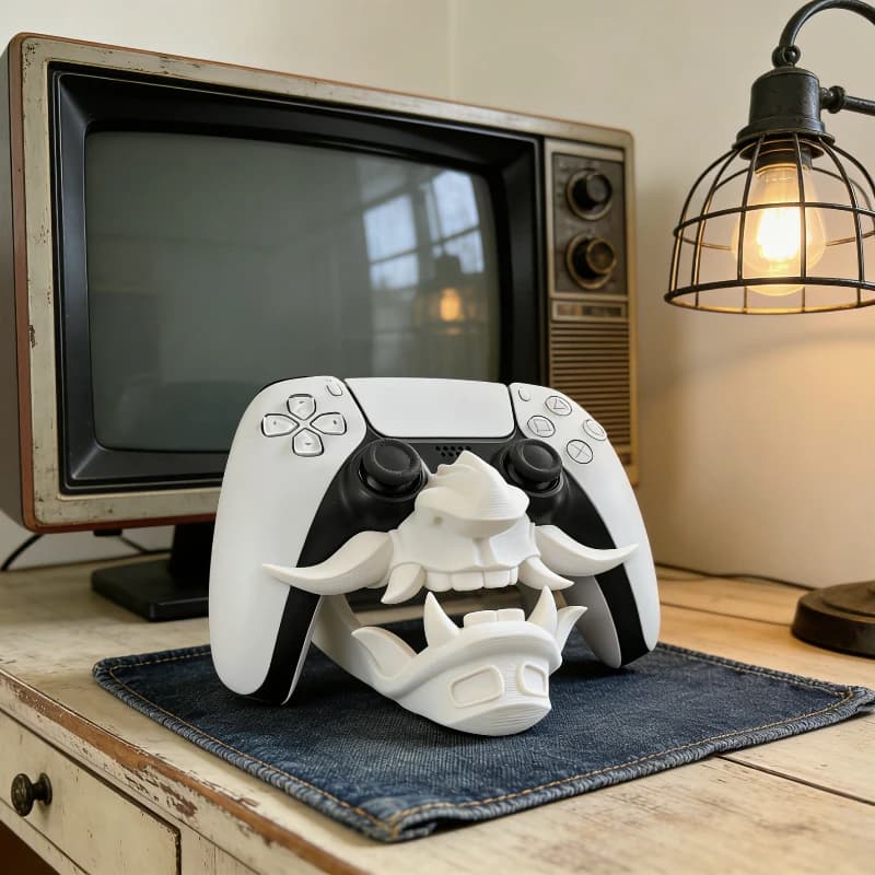 Supporto per Controller Stampato in 3D con Volti di Demoni, Porta Gamepad PS5, Organizzatore da Scrivania Universale, Accessorio Decorativo per Stanza Gamer, Regalo Unico