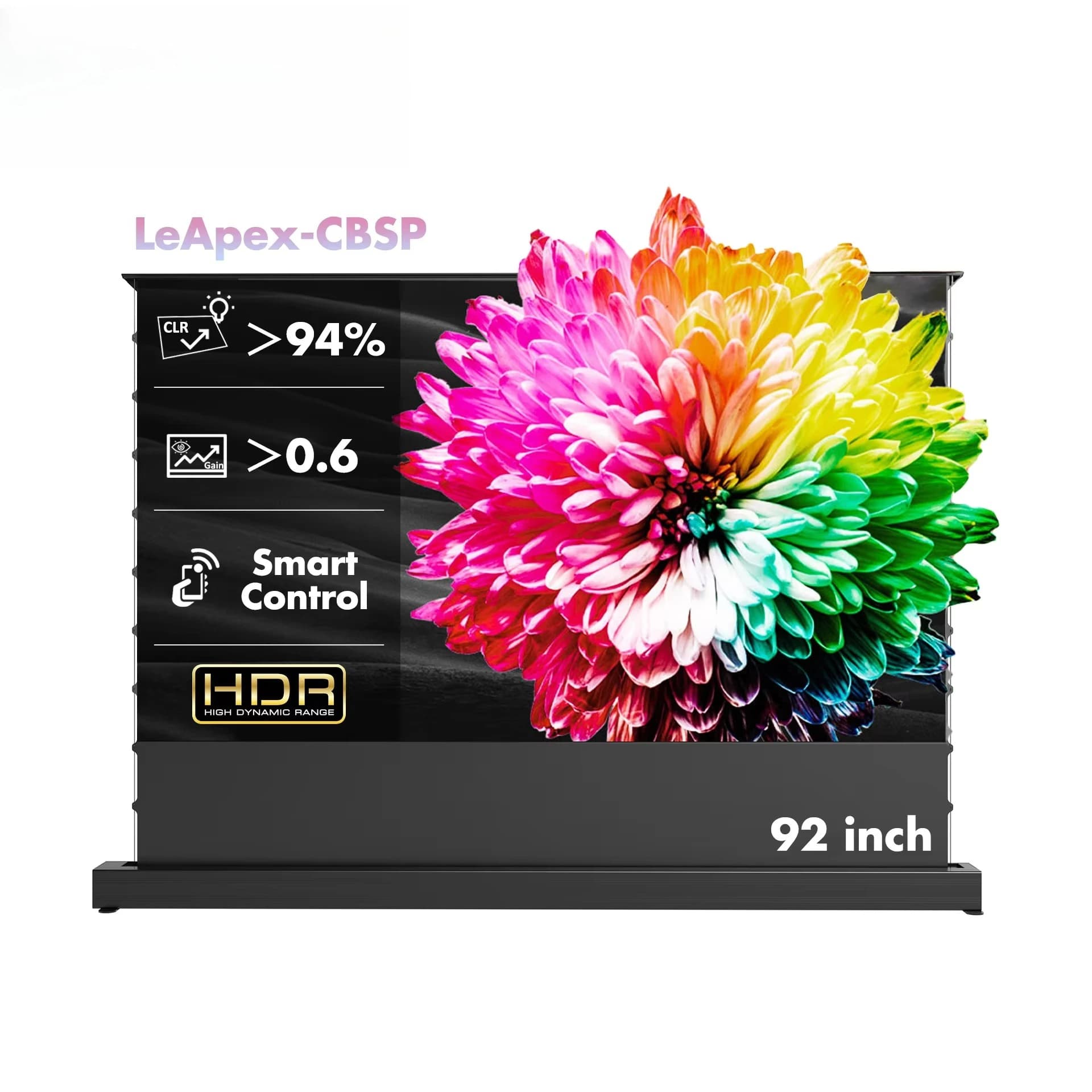 UE in Magazzino Wupro/OEM 92 pollici PET Crystal CBSP Schermo per proiettore lenticolare 4K UHD 16:9 HDR Schermo da pavimento ALR motorizzato
