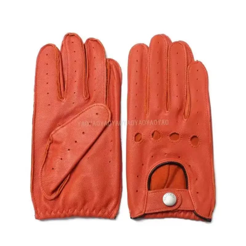 Top Quality Leather Gloves For Men Male Unllined Pure Goatskin Soft Driving Mittens Hombre Red Black Two Color Chic Eldiven