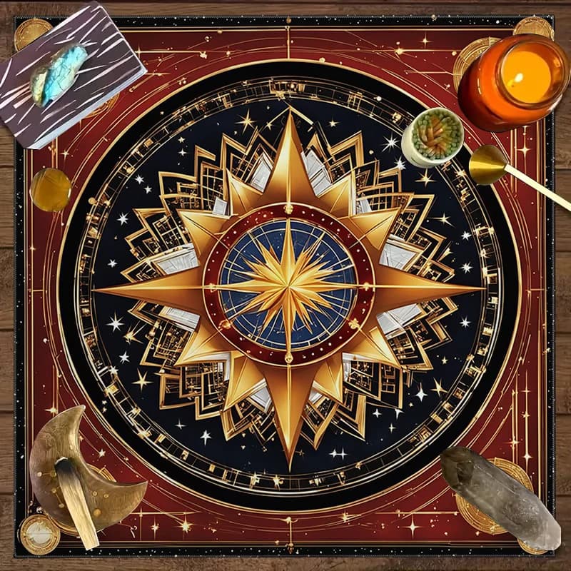 Tappeto per Altare VIKAMA con Mappa delle Stelle Celestiali - Tappetino per Tarocchi, Magia, Astrologia, Meditazione Spirituale
