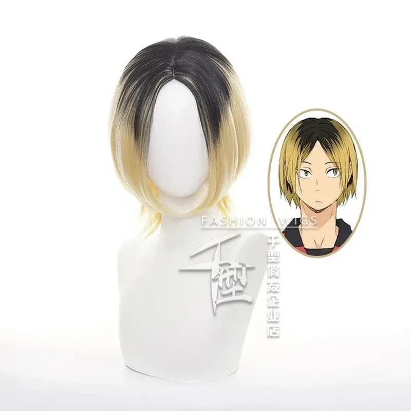 Anime Haikyuu Karasuno High School Volleyball Club Cosplay Kenma Kozume Role Game 4F6VP12V Halloween Cosplay Wigs Black Gold