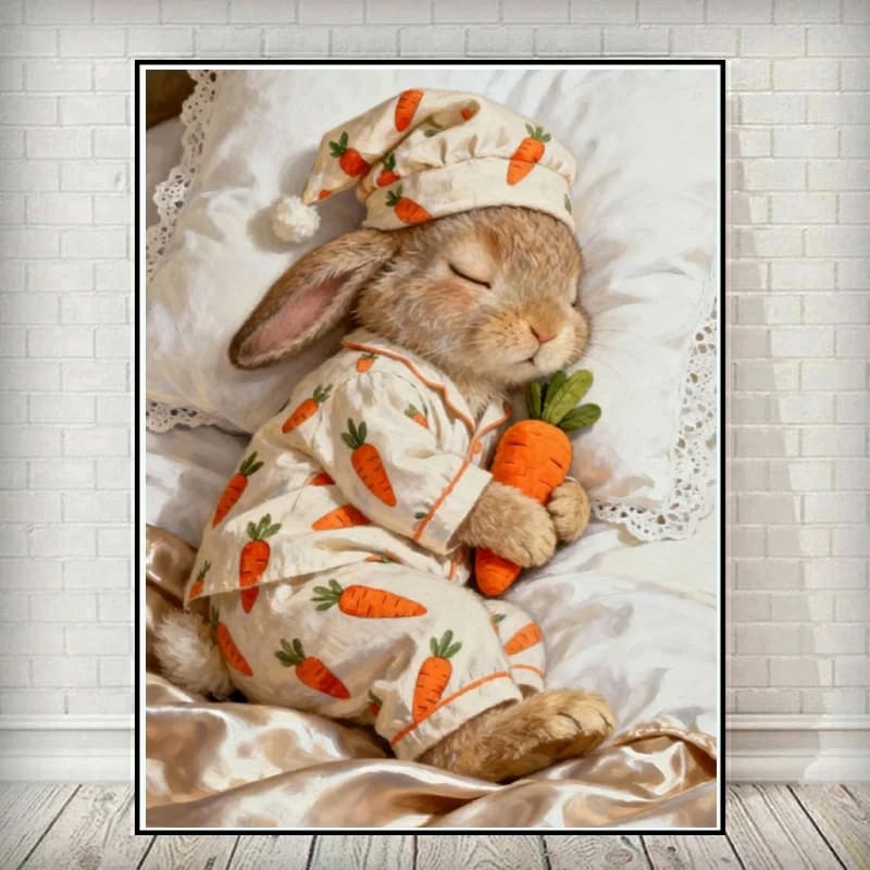 Rabbit Pajamas DIY 5D Diamond Painting Kit Embroidery Cute Animal Rhinestones Cross Stitch Creative Leisure Handmade Unique Gift