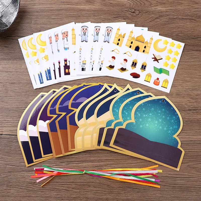 36 pezzi Eid Mubarak set di decorazioni appese Ramadan Moon Star adesivo fai da te artigianale regalo per bambini festa musulmana islamica decorazioni per la casa forniture