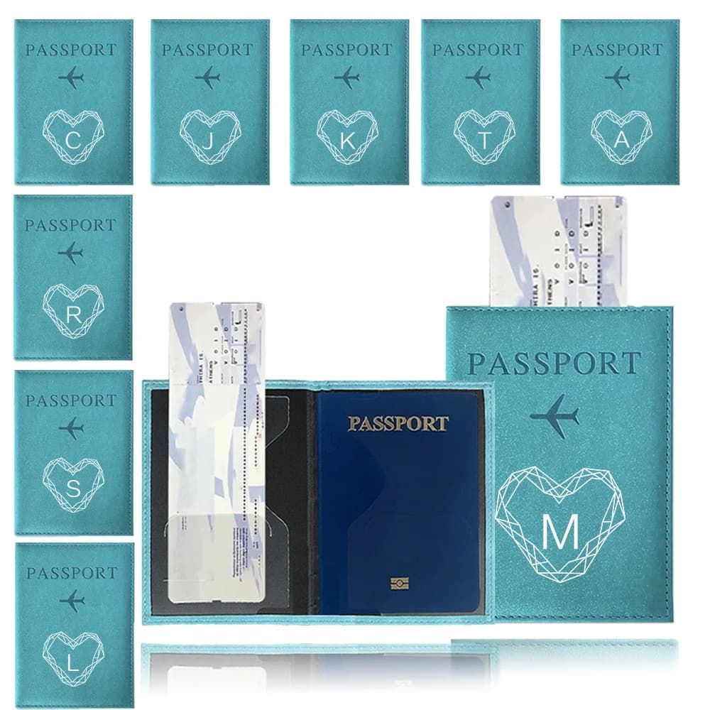 Porta Passaporto Blu in PU Impermeabile, Custodia Portafoglio per Documenti e Carte di Credito, Serie Diamante Stampata