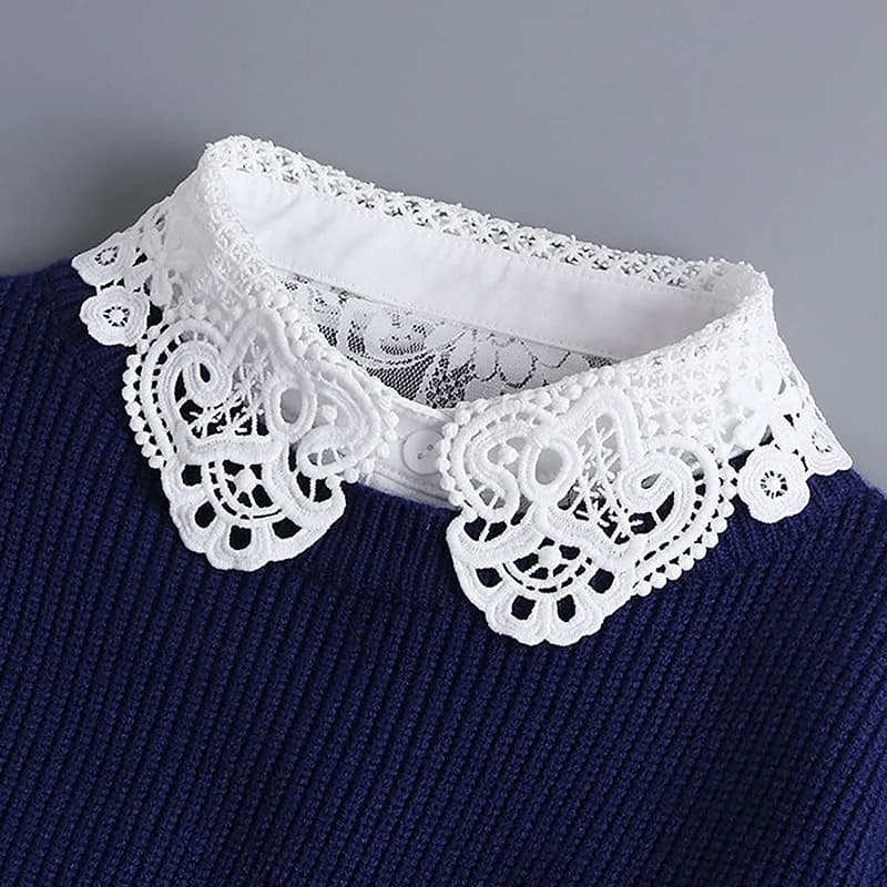 Colletto Staccabile in Pizzo da Donna, Colletto Finto Vintage a Tinta Unita, Colletto Finto Regolabile per Camicette, Accessorio di Abbigliamento Femminile