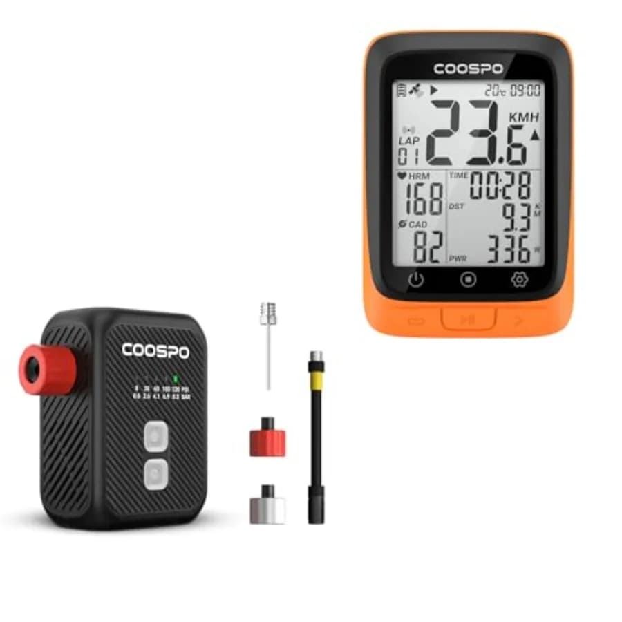 [Promozione Bundle] Computer GPS per Bicicletta BC107 Abbinabile con Mini Pompa Elettrica per Bici E1