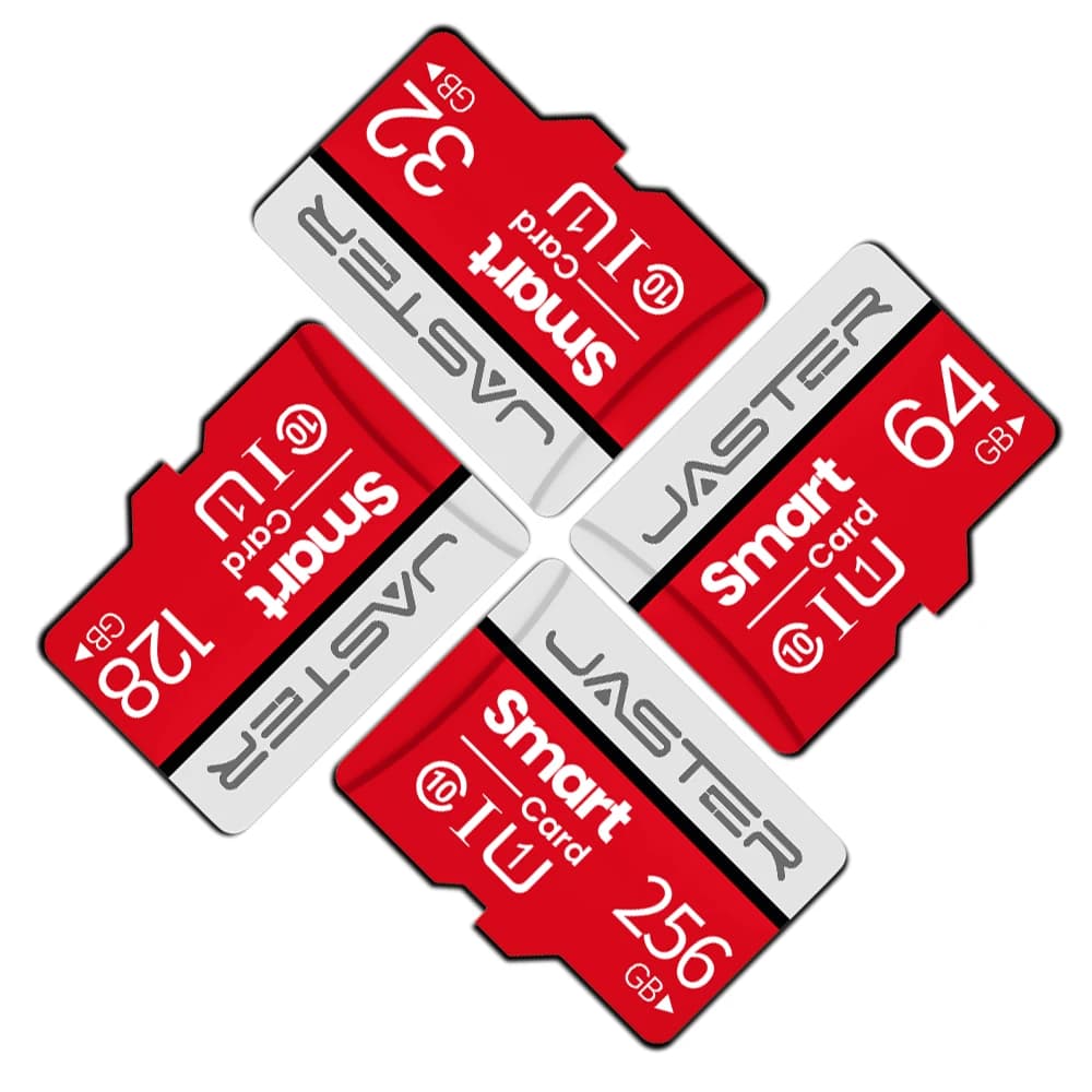 Scheda SD ad alta velocità JASTER Scheda TF rossa grigia 128 GB 64 GB 32 GB 16 GB 8 GB 100 M/S U3 V30 C10 Scheda di memoria Flash per videocamere Droni Altoparlanti
