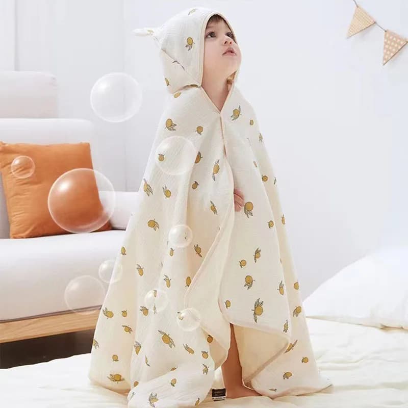 Kids Bathroom Bathrobe Animated Cardboard Super Soft and Four Layered Breathable Cotton Bathroom Towel Fan with Hood