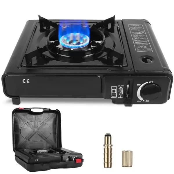 Portable 3300 W Camping Stove Butane Container Double Fuel Burner Piezoelectric ignition Single burner with automatic tank expulsion