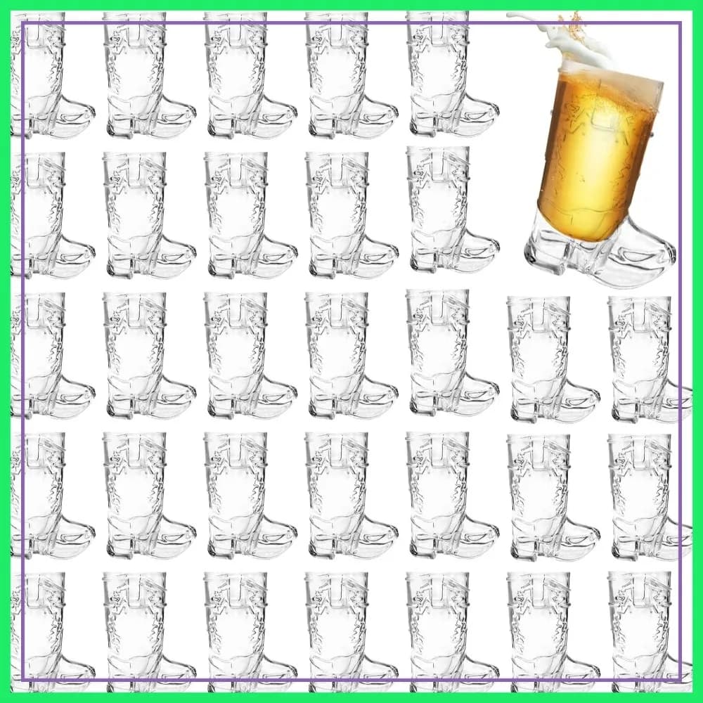 30 Bicchierini a Forma di Stivale da Cowboy, Bicchieri da Birra in Plastica da 30ml, Decorazioni Riutilizzabili per Feste a Tema