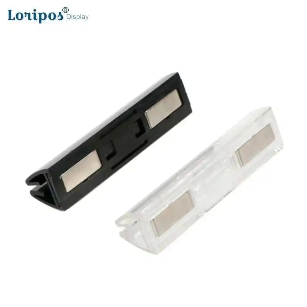 Supporto in plexiglass Base con slot magnetico Supporto in plexiglass con clip per etichette Fissare pannelli acrilici Fogli in plexiglass