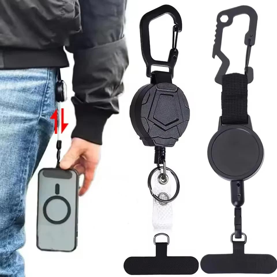 Supporto per telefono antifurto retrattile Cordino per cellulare Cinghia di sicurezza per smartphone con clip da cintura per viaggi all'aperto