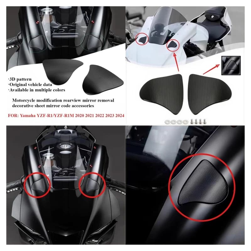 Parabrezza del motociclo specchietto retrovisore rimozione foro copertura spina modifica copertura specchietto retrovisore per Yamaha YZF R1 R1M 2020-2025