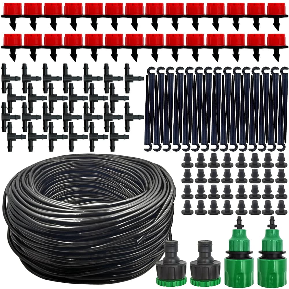 Sistema di Microirrigazione Portatile 20M con Irrigazione Automatica e Gocciolatori Regolabili, Kit Nebulizzazione per Giardino