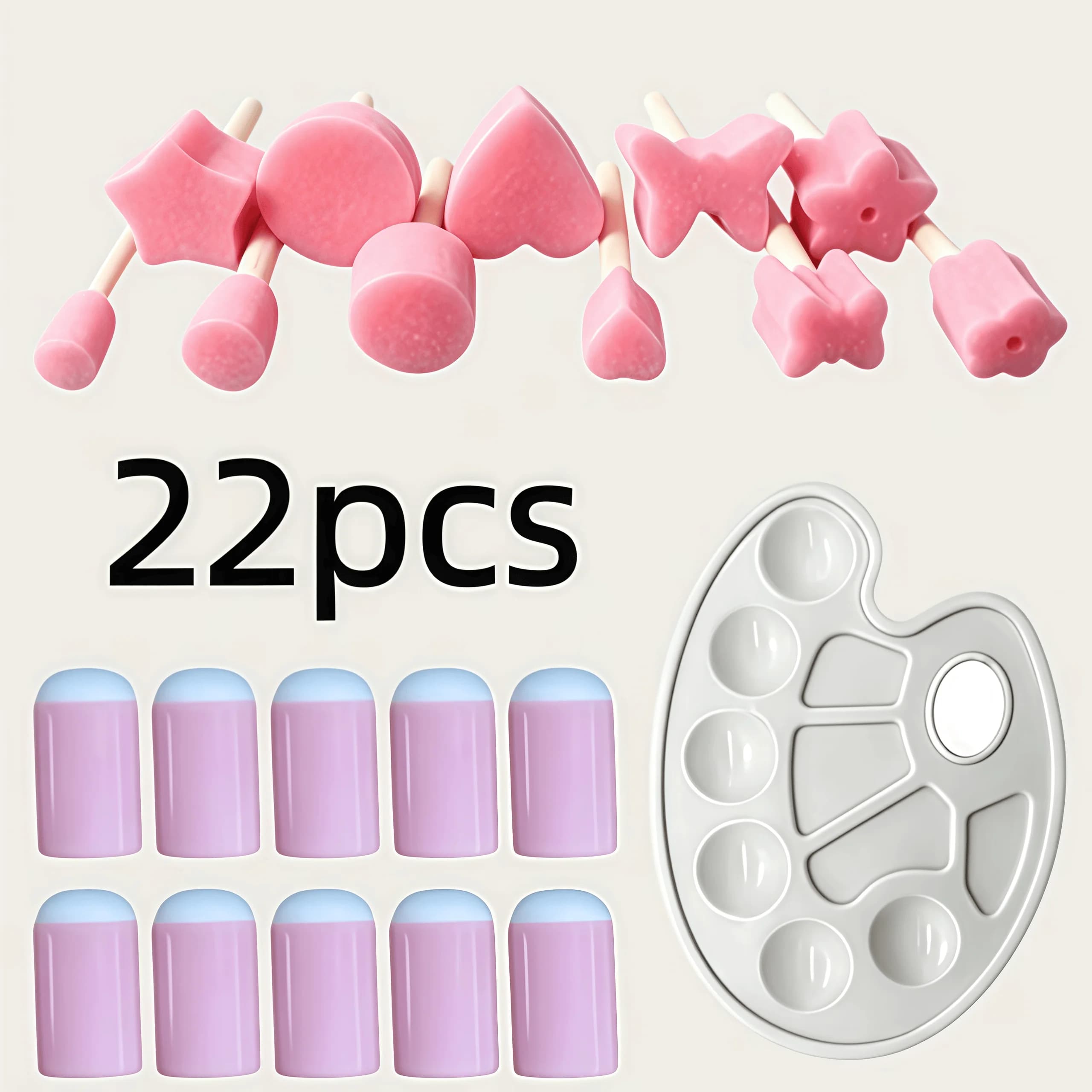 22Pcs Pink Sponge Stamp Brushes, Washable Foam Art Painting Tools for DIY Crafts, Card Making & Ceramic Studio, Beginners
