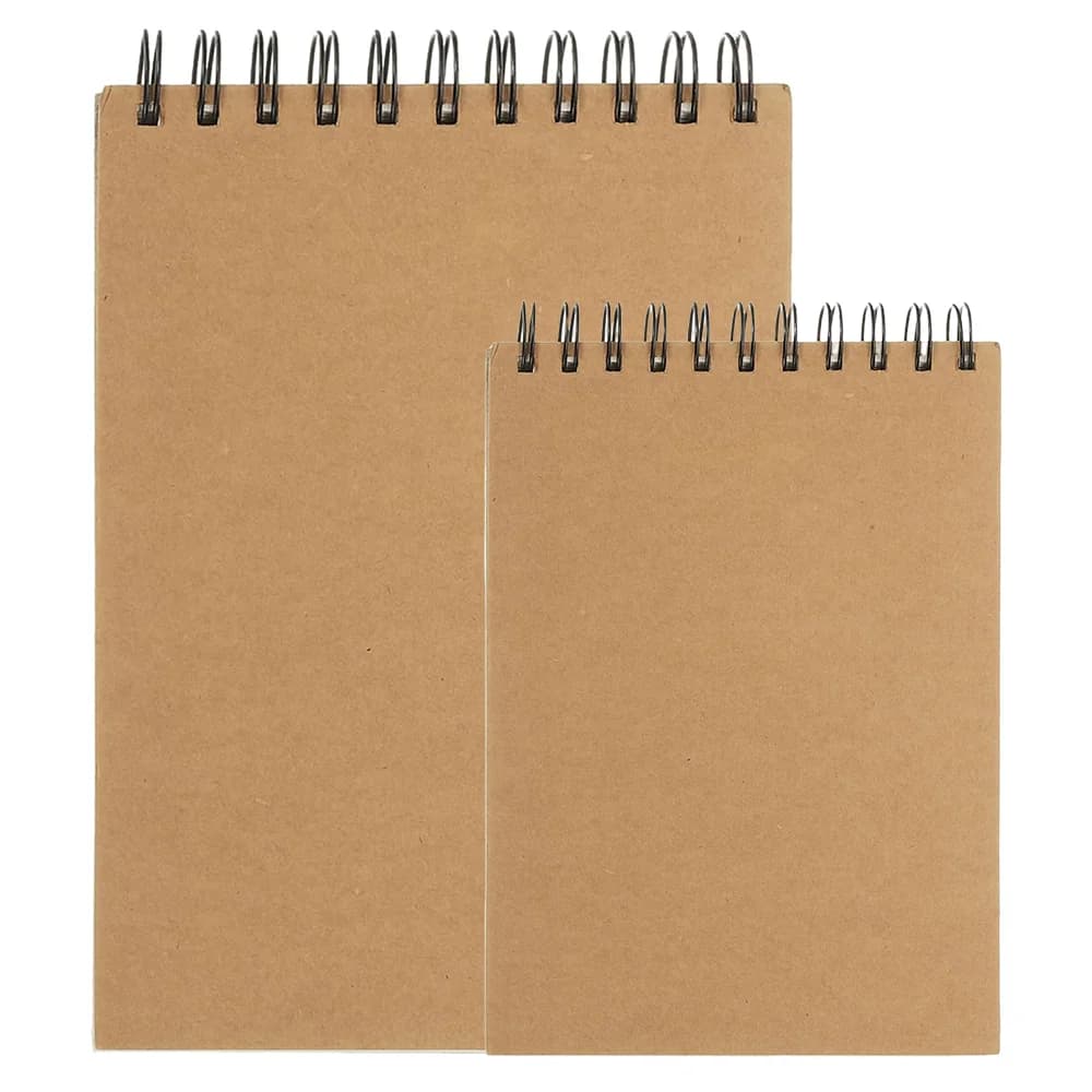 Top Spiral Bound Sketchbook, 100 Sheets 100GSM/68lb Artistic Blank Drawing Painting Sketching Pad Kraft Cover Hard Base Sketch B