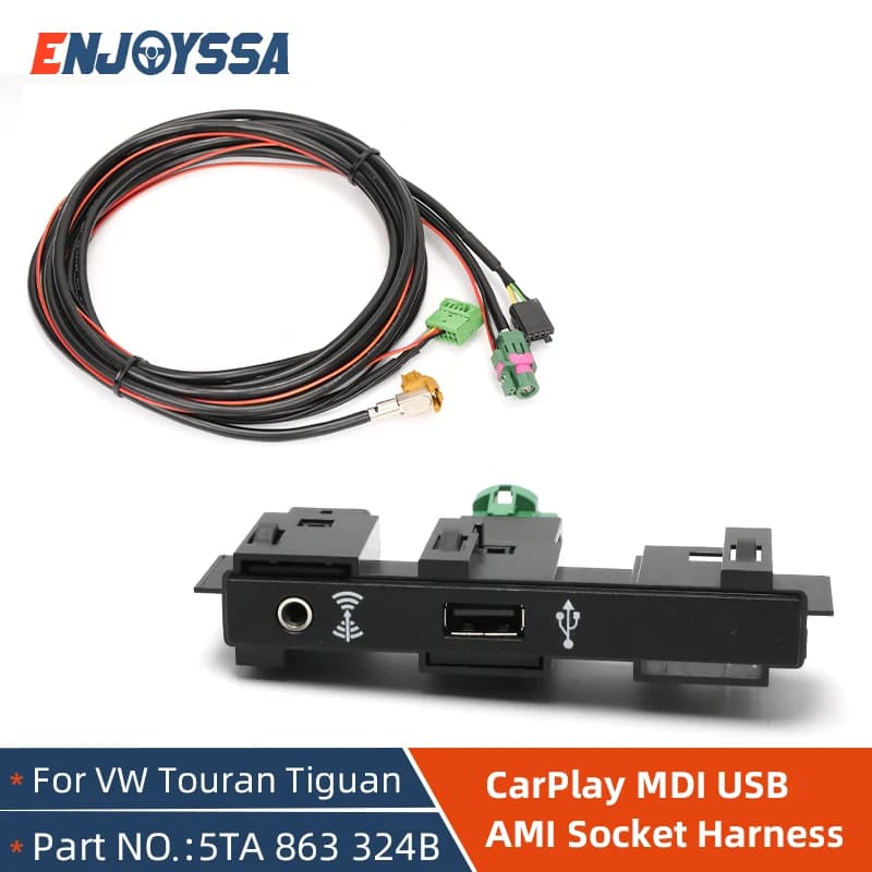 Per VW MQB Touran 5T Tiguan MK2 MIB2 USB Carplay Media Presa AUX Interruttore Installa Spina Pulsante Cablaggio 5Q0 035 726E 5Q0035724