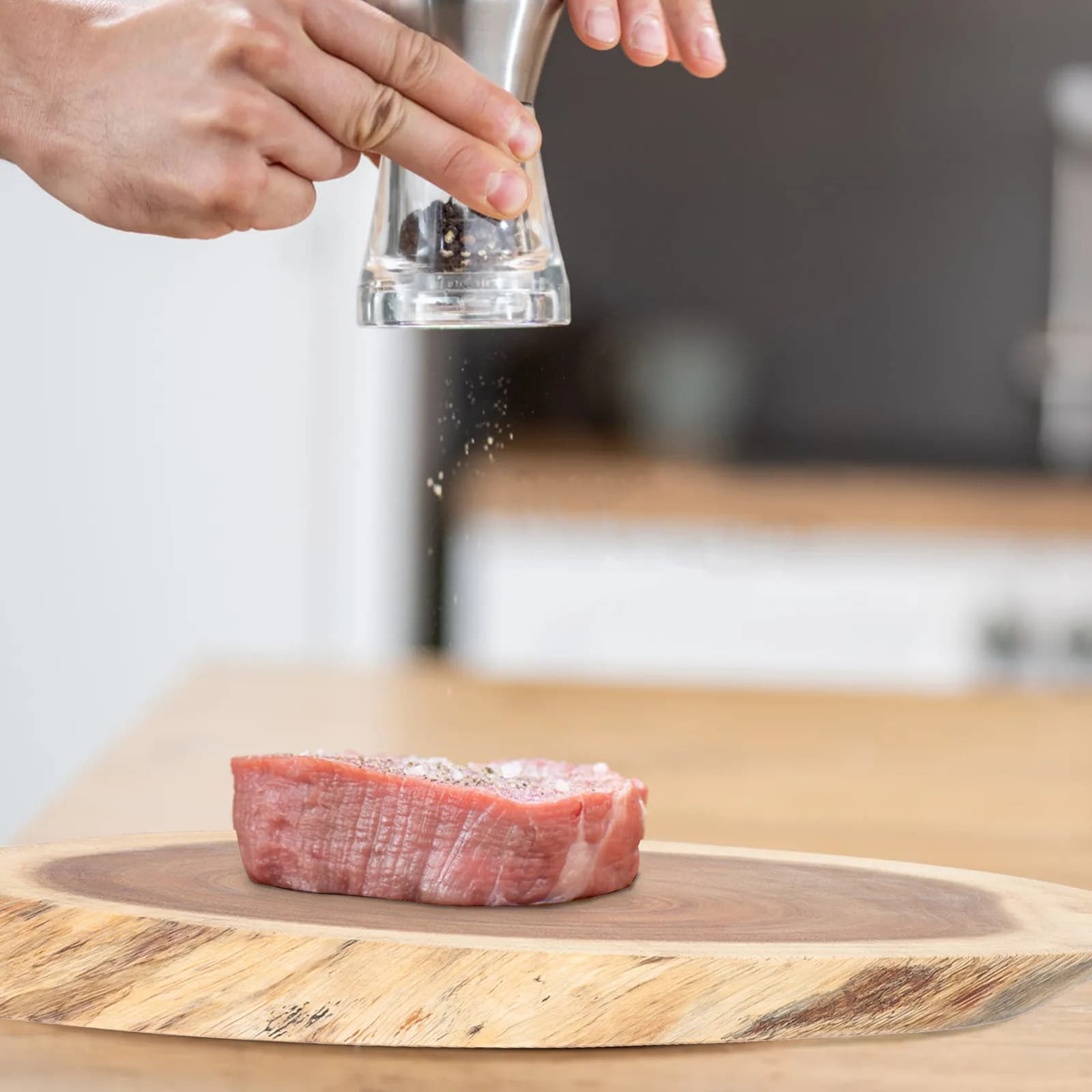 Tagliere in Legno di Acacia Naturale Stile Ceppo, Forma Irregolare, per Carne, Pesce, Verdure, Frutta, Facile da Pulire