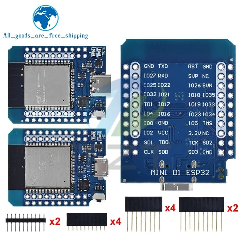 TZT For Wemos Mini D1 ESP8266 ESP32 ESP-32S WIFI + Bluetooth CP2104 Development Card Module For Arduino With Spilli