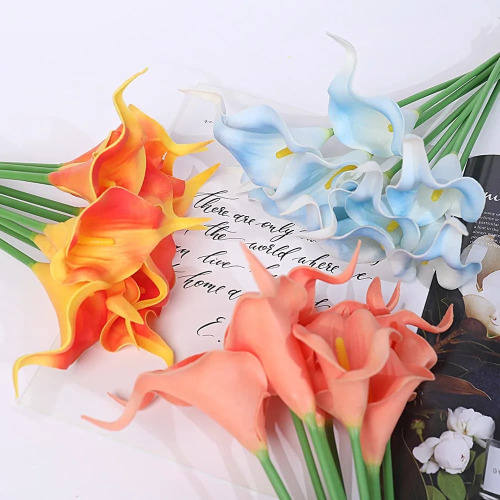 Piante Artificiali in PU a Forma di Calla Lily, Ornamenti per la Casa, Accessori Fotografici per Decorazioni di Matrimoni e Feste