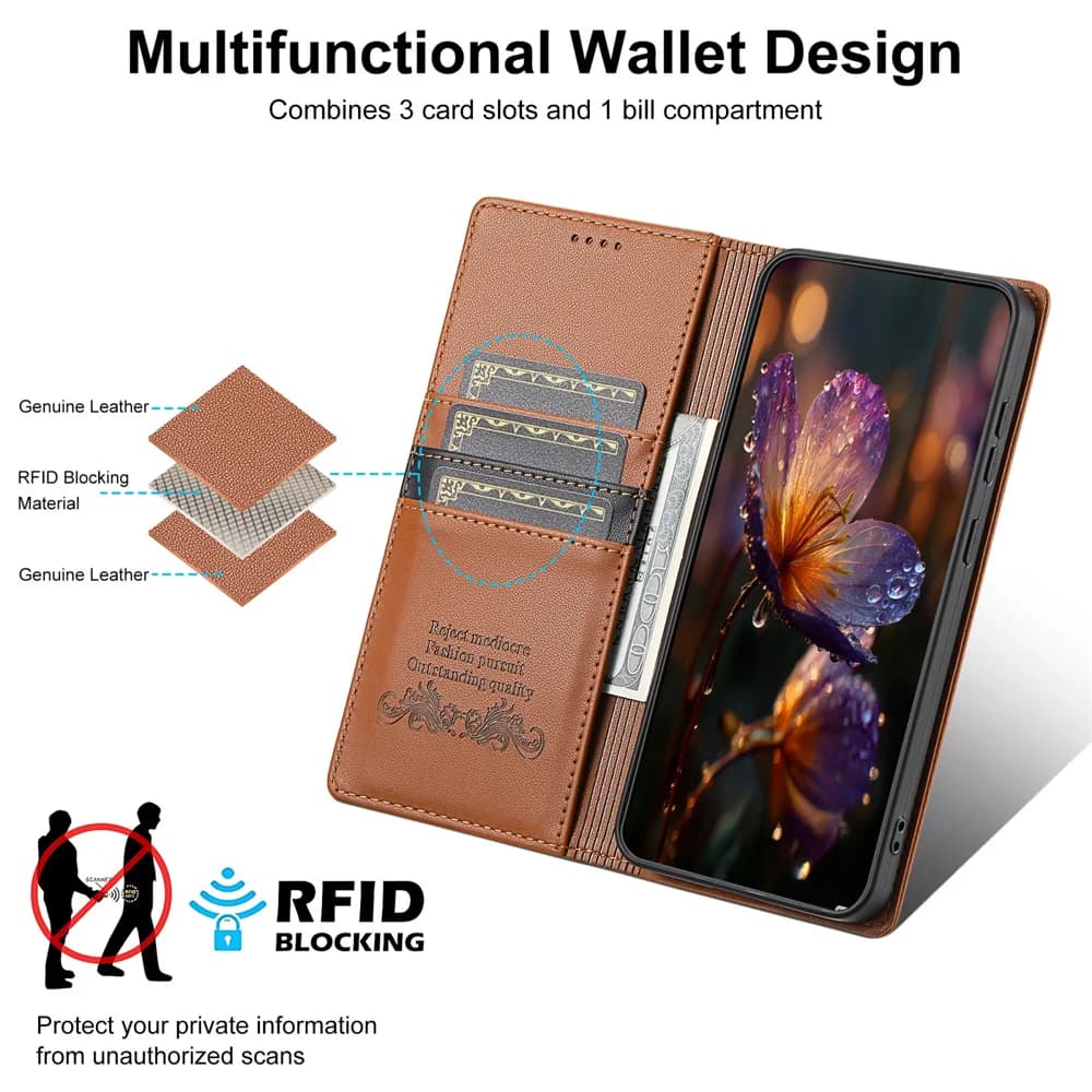 Custodia magnetica per telefono a portafoglio RFID in pelle di vibrazione di lusso per XIAOMI Redmi Note 10 11 12 13 14 Pro Plus 12S 11A 13C 14C 4G 5G Cover