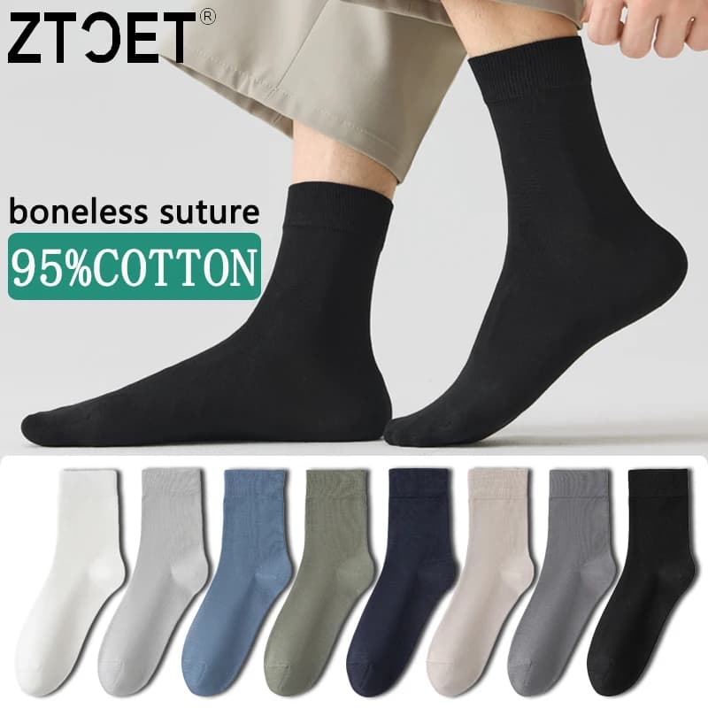 ZTOET Men's Socks Combed Cotton Autumn Winter Black Business Long Socks Breathable High Quality New Male Socks Plus size EU38-45