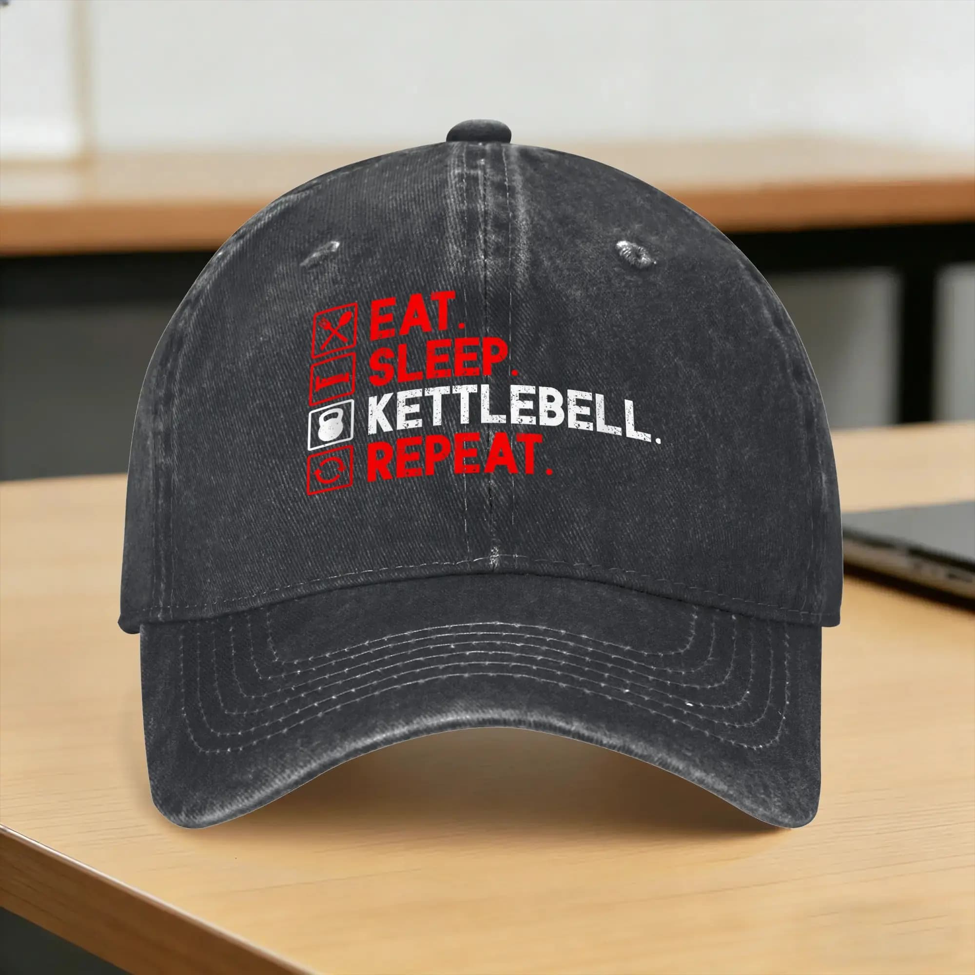 Eat Sleep Kettlebell Repeat Fitness Gym Casual Baseball Cap Summer Trucker Hat Breathable Running Hippie Snapback Cap