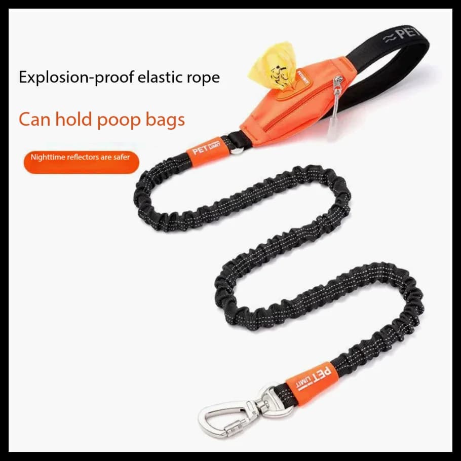 Petlimit Retractable Dog Leash Heavy Duty Bungee Cord - for Medium Large Dogs, Elastic Walking Rope with Poop Bag, Anti-Chew