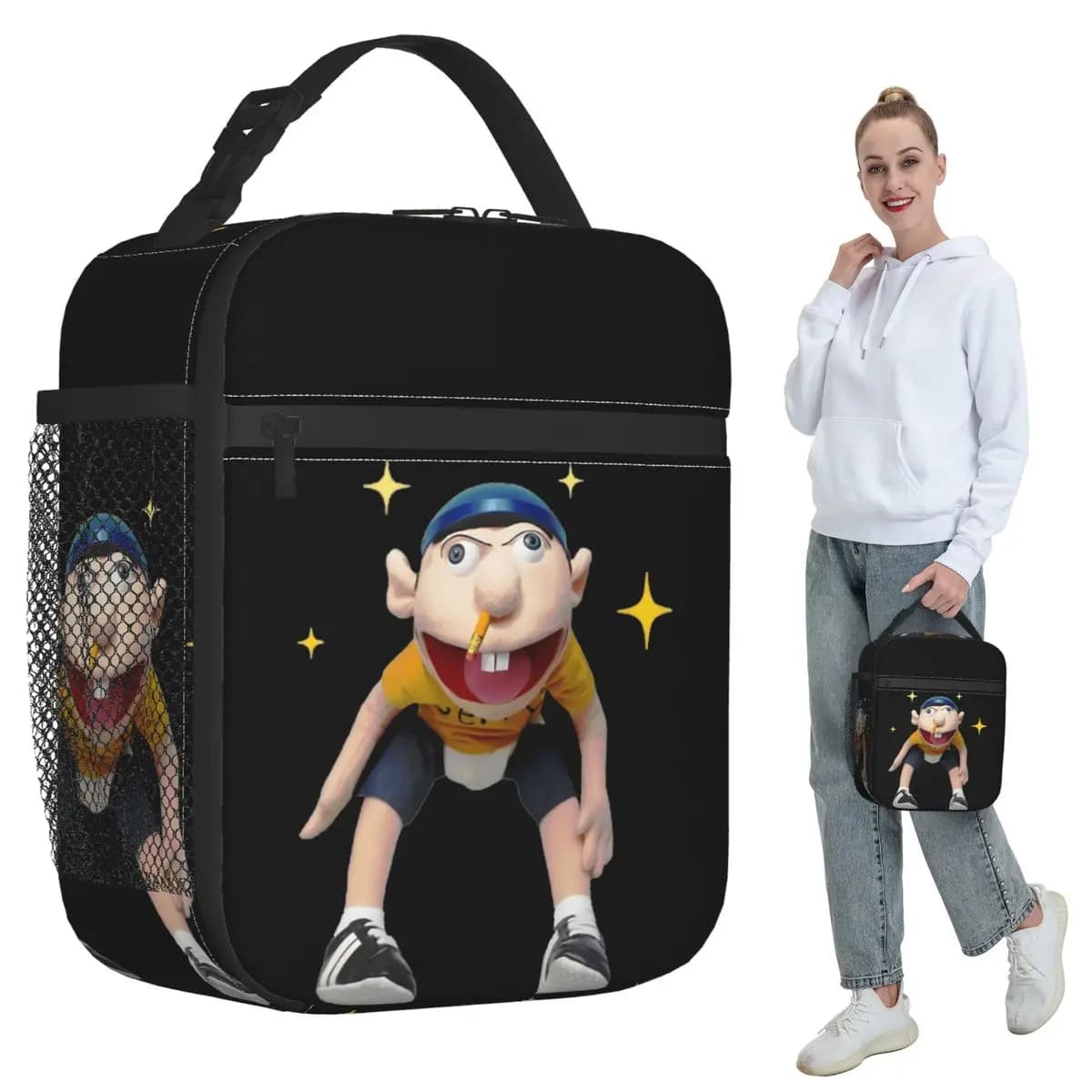 Sml Jeffy Rapper Insulated Lunch Bag for Kids School Cooler Thermal Food Box Tote Leakproof Lunch Boxes Container