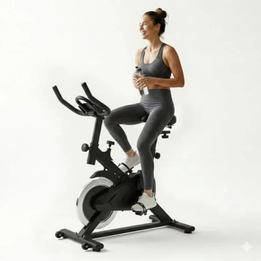 Cyclette Compatta da Interno con Trasmissione a Cinghia, Bici da Esercizio Minimalista per Piccoli Spazi e Sale Yoga, Bicicletta Stazionaria Leggera e Elegante