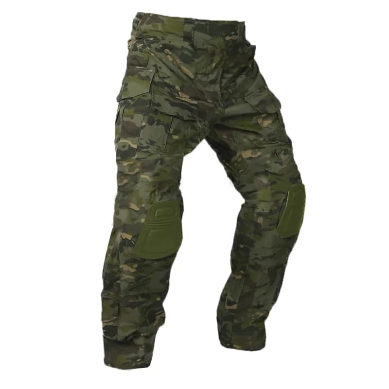2025 New multicam trousers with men's knee brace camouflage trousers tactical combat cargo hunting sports pants breathable fast drying