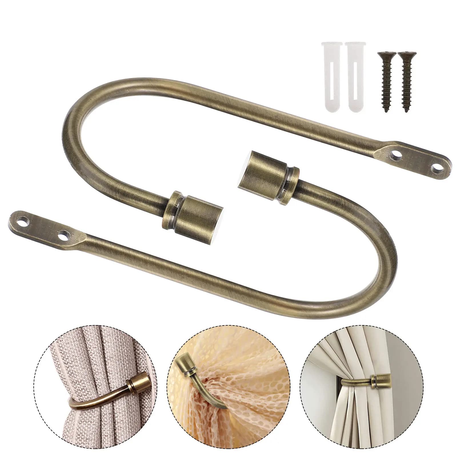 1 Paio di Ganci Multiuso da Parete per Tende, Supporti Premium in Lega a Forma di U per Tende, Nappe, Cappotti, Ganci da Parete per Casa