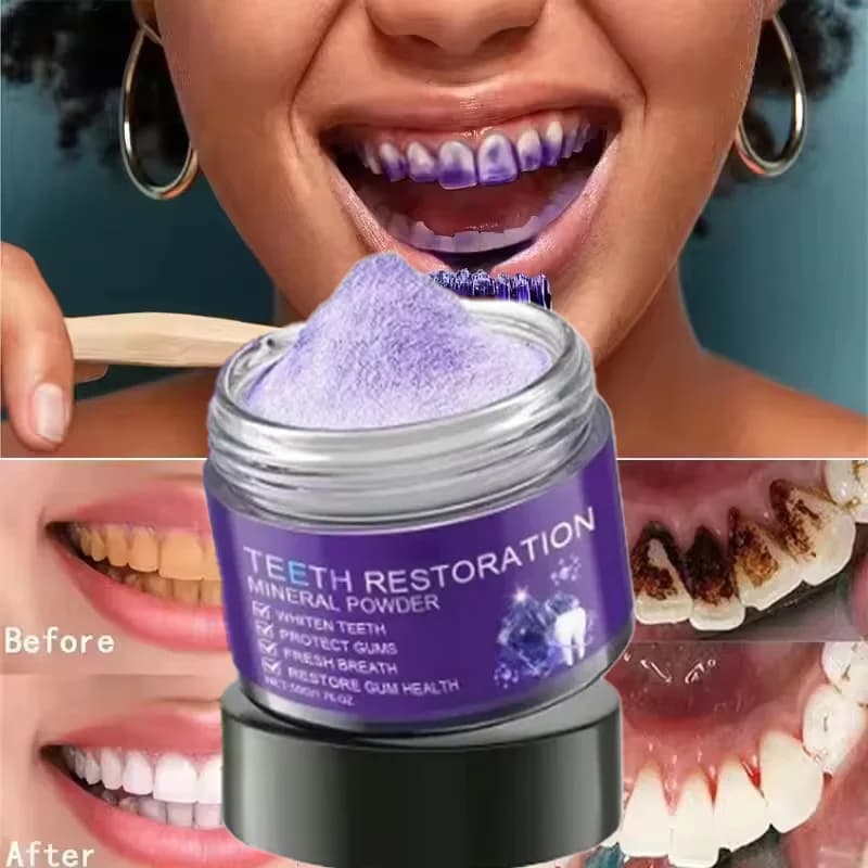 Purple Teeth Whitening Powder Remove Plate Stains Dental Calculation Oral Hygiene Cleaning Products for Fresh Bad Alite Tooth Care