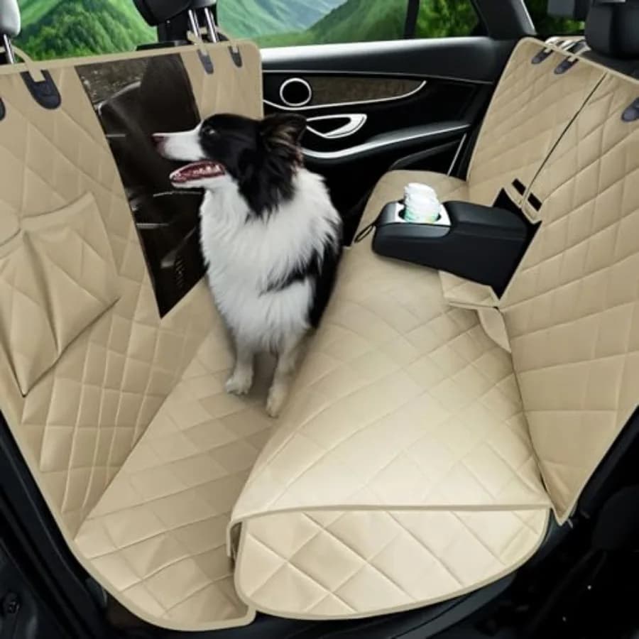 Telo Coprisedile Auto 4 in 1 per Cani, Impermeabile al 100%, con Finestra a Rete per Sedili Posteriori di Berlina, SUV e Furgoni