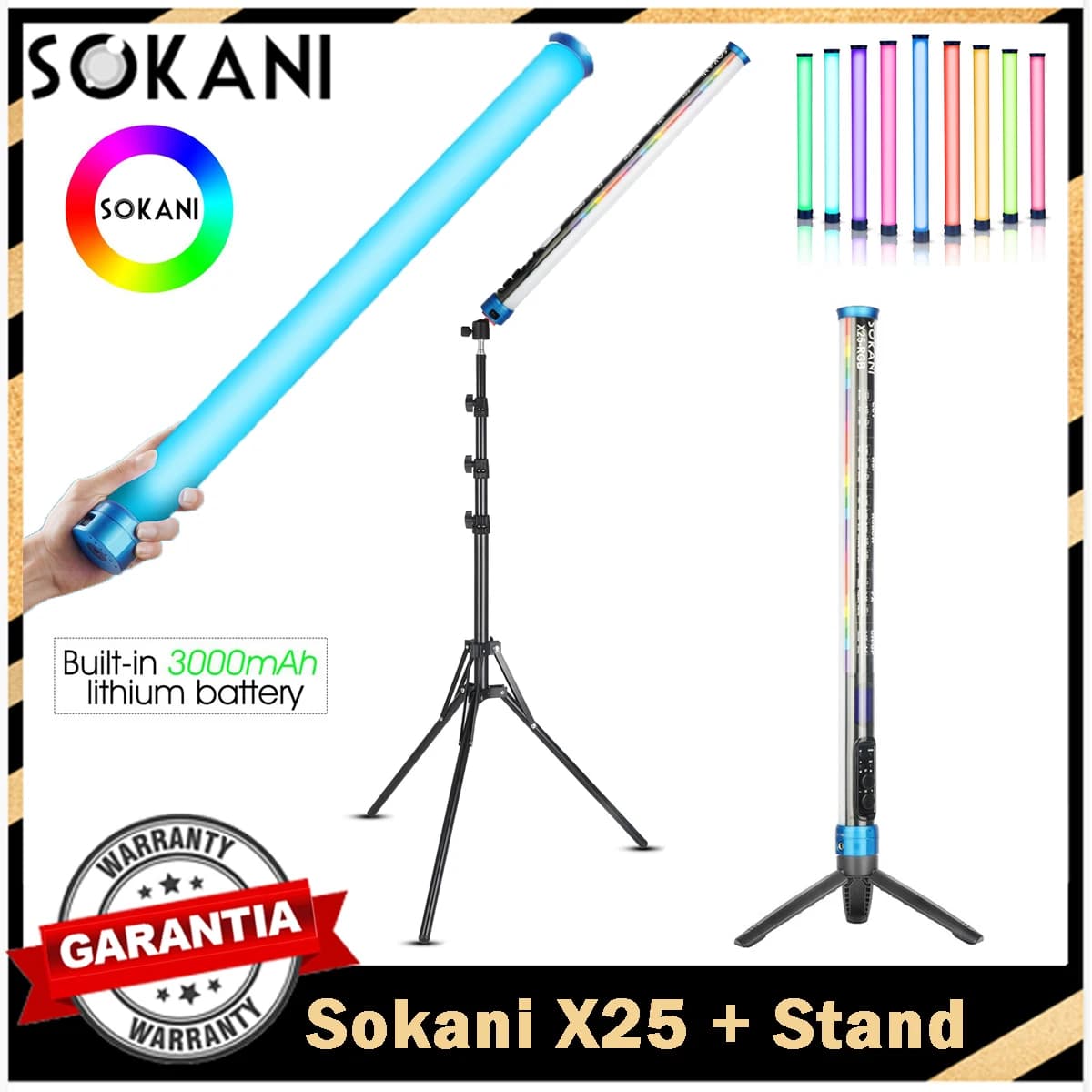 Sokani X25 RGB LED Luce video Tubo portatile Bacchetta Stick CTT Fotografia Illuminazione Controllo app con supporto luce per YouTube Tiktok
