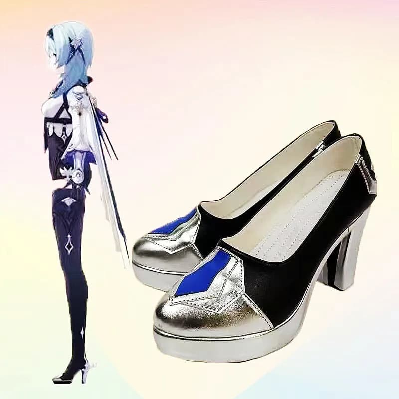 Game Genshin Impact Eula Custom Made Cosplay Shoes Boots Halloween Party