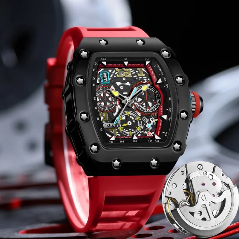 Orologio meccanico falso cavo a botte da uomo Richard Calendario luminoso Commercio estero Orologi impermeabili di lusso marea transfrontaliera