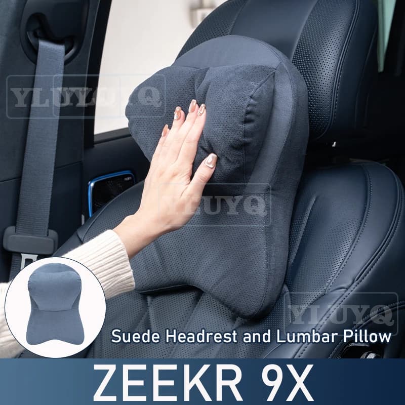 Cuscino poggiatesta e lombare per auto ZEEKR 9X 2026, supporto per il collo in pelle scamosciata perforata traspirante, accessori interni